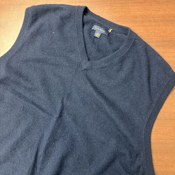 Club Room Sweater Vest‎ Cashmere Mens L Blue V Neck Knit Soft Casual Preppy - Picture 1 of 5